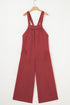 Boho Casual Knotted Back Strap Cotton Bib Front Wide Leg Jumpsuit